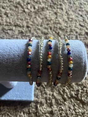 Multicolor Beaded Stretch Bracelet Set